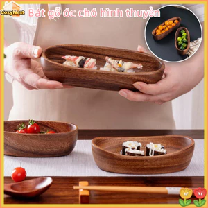 Bát gỗ óc chó hình thuyền đáy bằng chống nóng - Tô salad trái cây tự nhiên,trang trí nhà phong cách