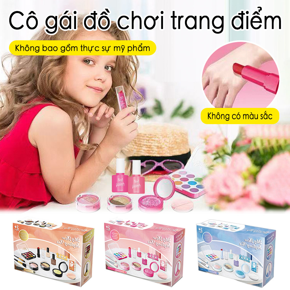 Bộ trang điểm cho bé gái, bộ đồ chơi mỹ phẩm giả vờ, đồ chơi làm đẹp cho trẻ em, quà tặng nhập vai sáng tạo.