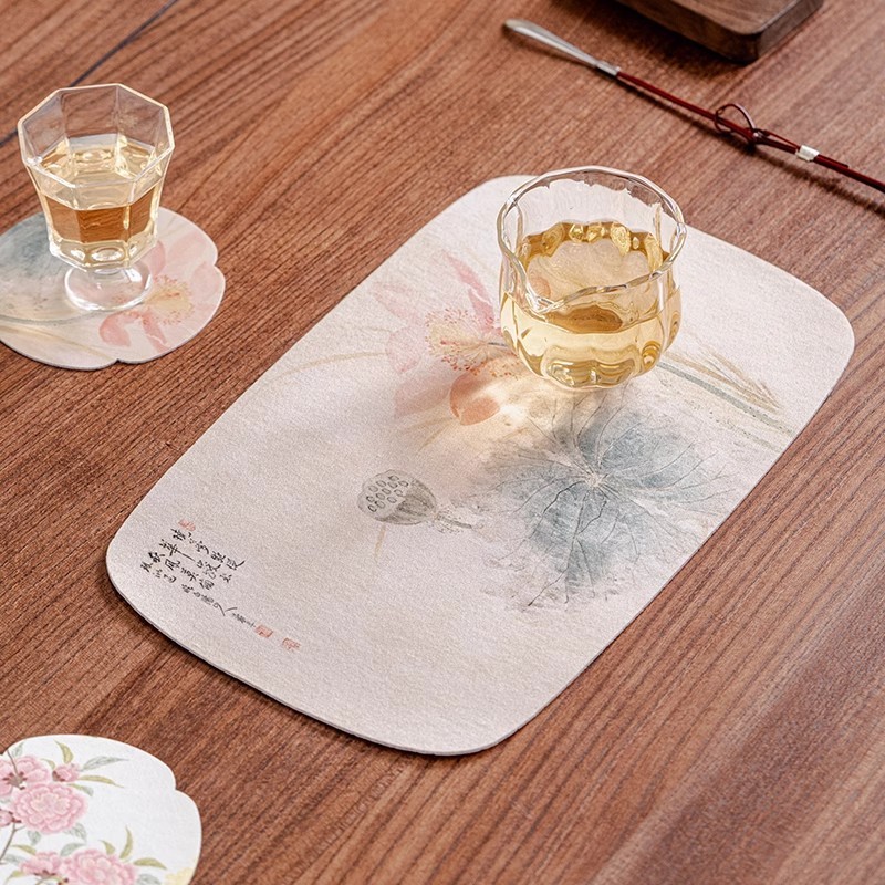 [28.7*18cm] Miếng Lót Bàn Ăn Phong Cách Trung Hoa Cổ Điển Chống Thấm Nước & Dầu Sử Dụng Được 2 Mặt Họa Tiết Hoa Trang Trã