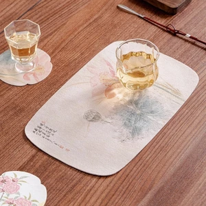 Miếng Lót Bàn Ăn Phong Cách Trung Hoa Cổ Điển Chống Thấm Nước & Dầu Sử Dụng Được 2 Mặt Họa Tiết Hoa Trang Trã