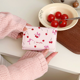 Ví nữ in hình nơ anh đào sáng tạo ngọt ngào có thể gập lại Hộp đựng nhiều thẻ đa chức năng Ví đựng tiền mặt