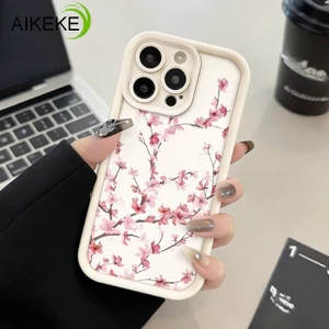 Ốp Điện Thoại Màu Trơn Hoa Đào Đơn Giản Cho iQOO Z10 Z9 Turbo Plus Z9X Z9 Lite Z8 Z7 Z7X Z7i Z6 Pro Z5 Z5X Z3 Z1 Pro 5G Vỏ Mùa Xuân Tươi Chống Rơi Ốp Lưng Mềm