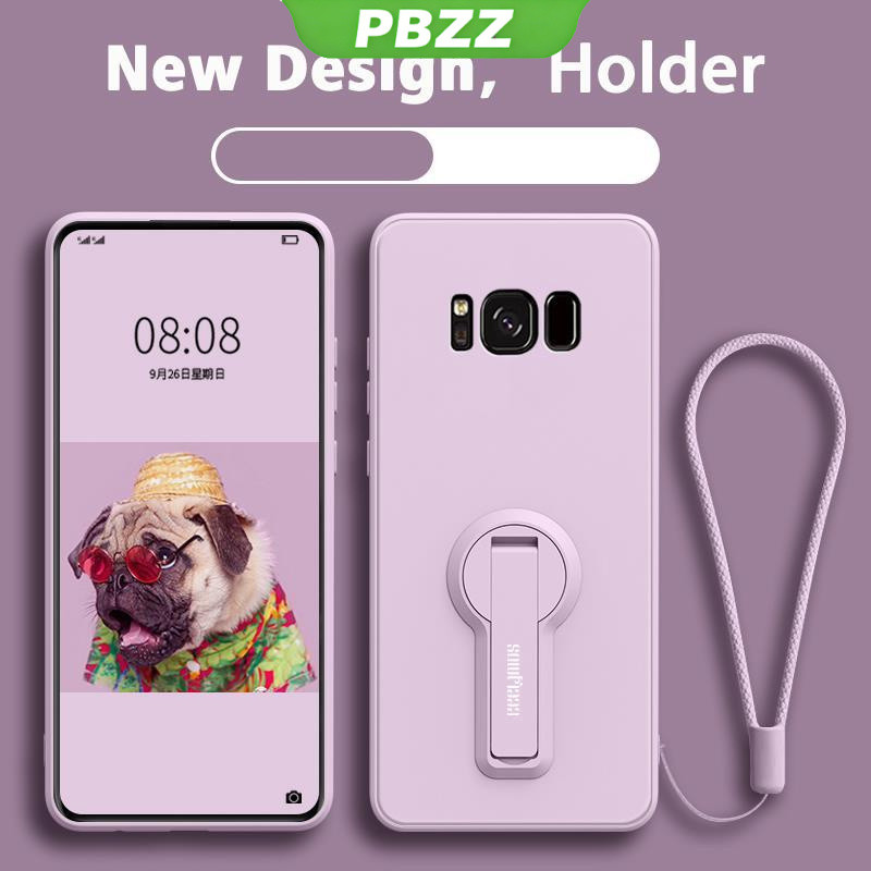 Ốp điện thoại Samsung S8/S8 Plus mềm, chống sốc, viền vuông, 360° kèm giá đỡ, thiết kế mới, silicon bảo vệ