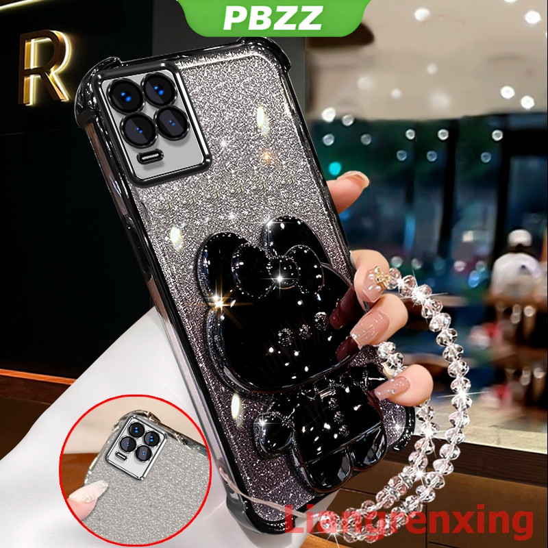FOR ốp lưng Ốp điện thoại cho Realme 8 pro 4g, vỏ điện thoại realme 8 5g, ốp mềm chống sốc, thiết kế mới thẩm mỹ, gương trang điểm thỏ với giá đỡ, dây đeo SJSFTUZJ02