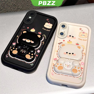 Ốp Lưng Cho iPhone x s iPhone xr iPhone xs max Vỏ Điện Thoại Mềm Silicon Chống Sốc Thiết Kế Mới Thẩm Mỹ Xoay Gương Gấu Dễ Thương Có Giá Đỡ JTXXZJ01