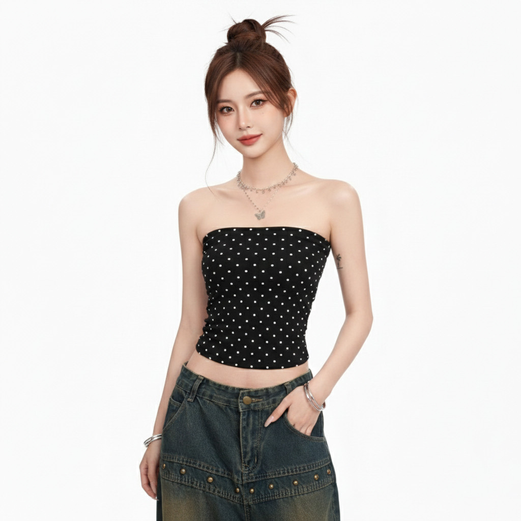 Áo Ống Nữ Họa Tiết Chấm Bi  Dáng Ôm Kiểu Basic A5136832