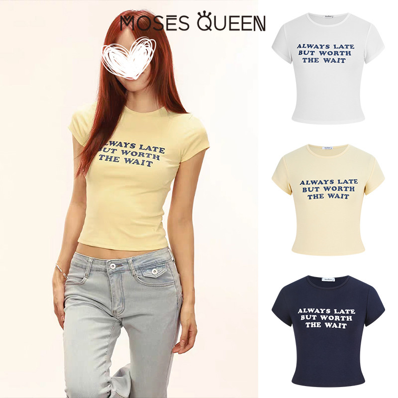 MOSESQUEEN Nữ Cổ Tròn Tay Ngắn Nhiều Màu Sắc Mềm Mại Thoải Mái Thoáng Khí Vải Phong Cách Mỏng Phù Hợp Với Tất Cả Trận Đấu Hàng Ngày Thường Ngày #63549