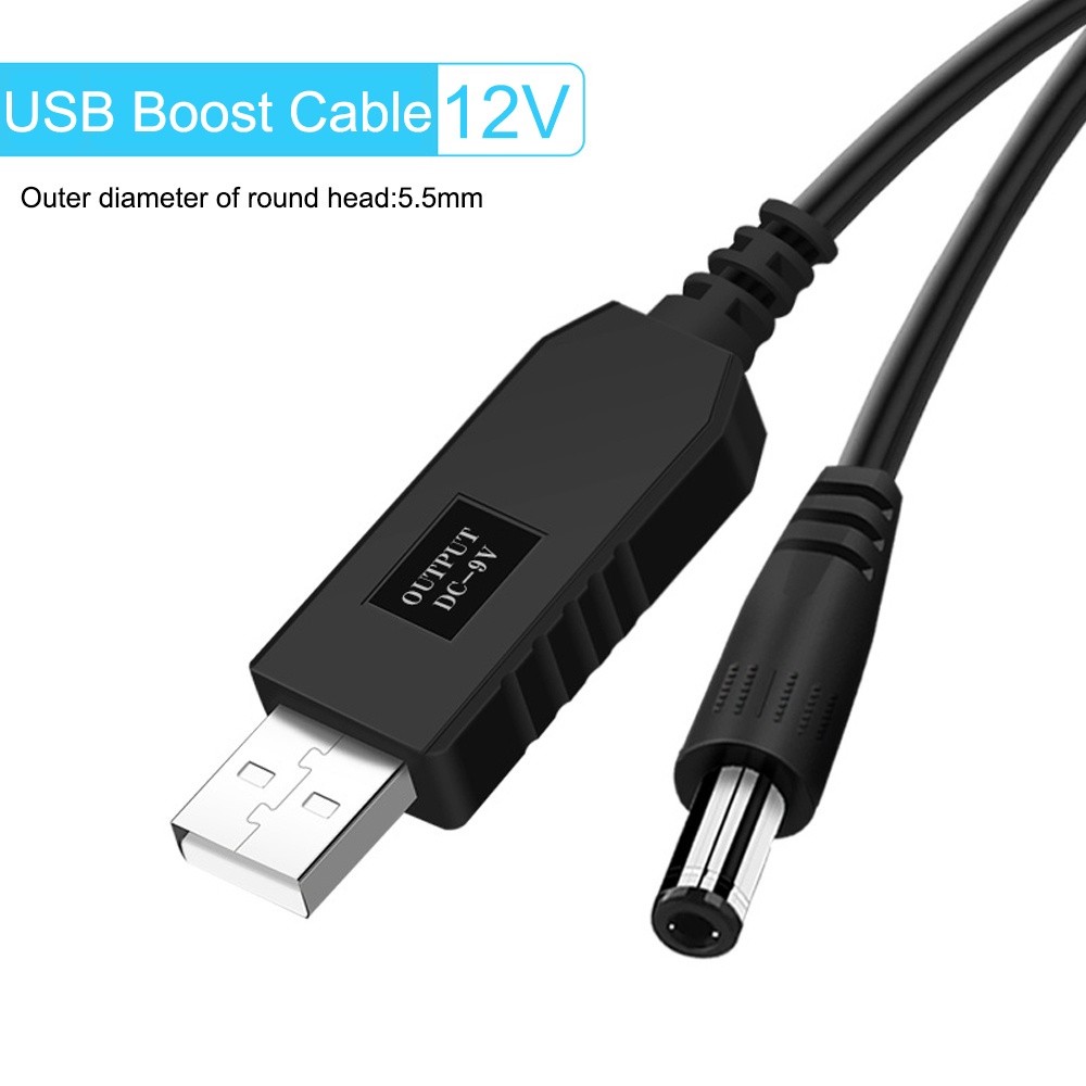 Cáp tăng áp USB 5V lên 12V cho router wifi dùng pin dự phòng Đầu ra DC 12V،Với đèn، Cáp tăng tốc cho WIFI