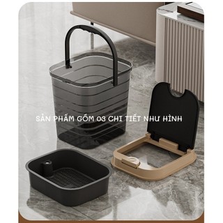 Thùng đựng nước thải bàn trà 2 ngăn (tách riêng ngăn bã trà và ngăn nước thải) dung tích từ 5 tới 10 L