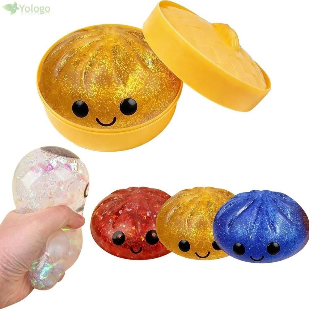 YOLOGO Bánh bao Đồ chơi Squishy, Bun nhồi bông hấp mềm lấp lánh Squishy Pinch Le, Fidget có khả năng phục hồi chậm với công cụ thư giãn đồ chơi Squishy hấp