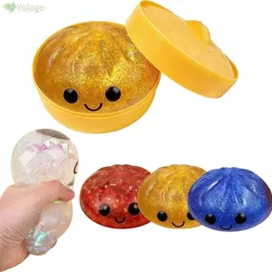 YOLOGO Bánh bao Đồ chơi Squishy, Bun nhồi bông hấp mềm lấp lánh Squishy Pinch Le, Fidget có khả năng phục hồi chậm với công cụ thư giãn đồ chơi Squishy hấp