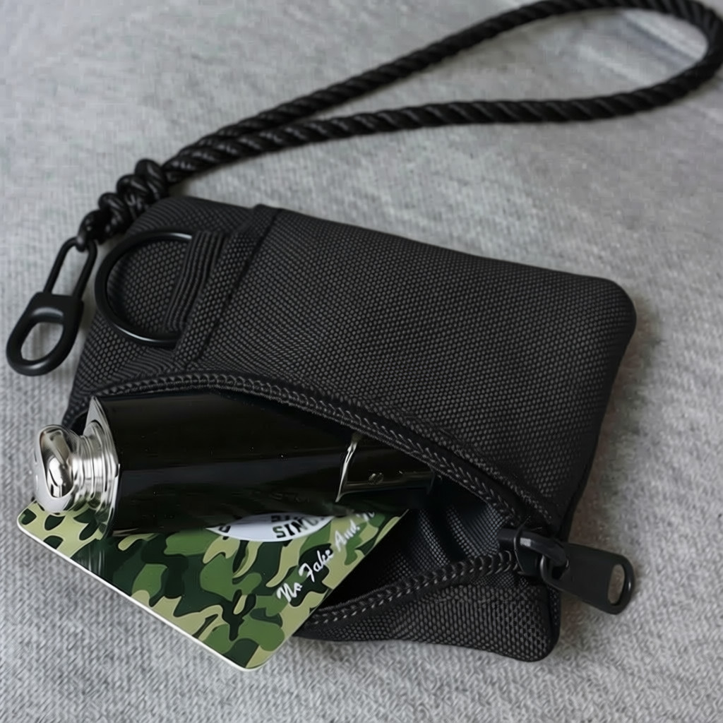 【48h】Túi canvas mini đeo cổ đựng chìa khóa với kiểu dáng Nhật Bản tinh tế, chất liệu bền đẹp, có khóa kéo và dây buộc.