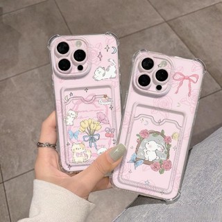 Dành Cho IPhone 17 16 15 14 13 12 11 Pro Max X XR XS Max 7 8 Plus Hoa thỏ thẻ túi điện thoại trường hợp mềm trường hợp