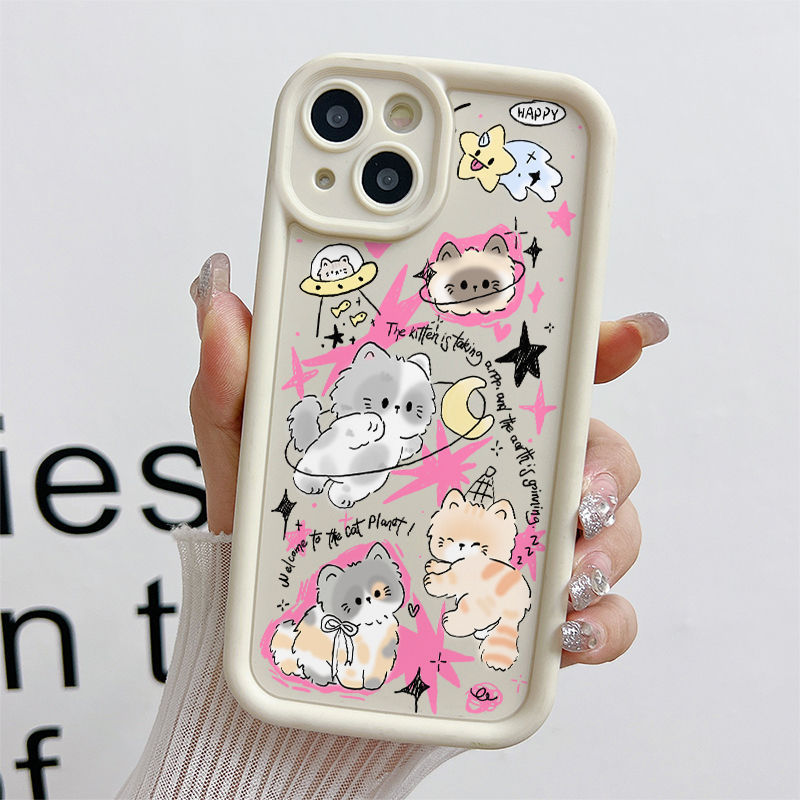 Ốp Lưng Cho OPPO A6 A5X A3 A95 A74 A60 A58 A57 A54 A53 A52 A38 A18 A17 A16 A15 F11 F9 Pro Reno 14 13 12 11 10 7Z 8Z 6Z Chống Rơi Thiên Thần Thiết Kế Mắt Họa Tiết Mèo Dễ Thương JGS352