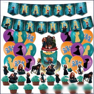 G13 Pixar Brave Merida Chủ Đề Công Chúa Chúc Mừng Sinh Nhật Trang Trí Thẻ Bánh Topper Bóng Biểu Ngữ Đảng Nhu Cầu G13