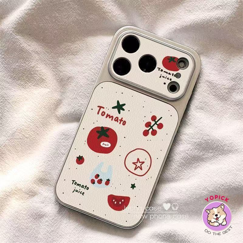 Ốp điện thoại cà chua đơn giản Iphone 17 Pro Max iPhone 16 Pro 16 Plus skin 15 Pro Max cover silicone 14 Pro chống rơi 13 mẫu nữ full coverage Cửa sổ lớn KNTP