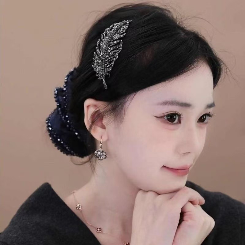 Lược kẹp tóc lá lúa mì có tia lấp lánh như kim cương, thời trang và cao cấp