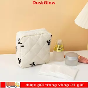 Túi đựng đồ trang điểm nhỏ DUSKGLOW, Túi đựng khăn ăn vệ sinh bằng vải Cotton, Túi ly hợp Mini Coquette nơ dành cho nữ