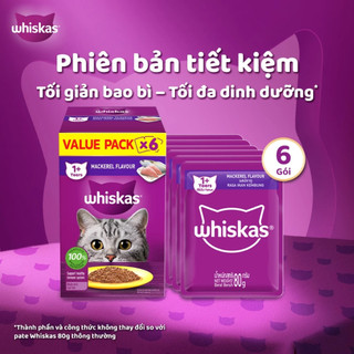 [Thùng 10 Hộp] Pate Cho Mèo Whiskas 80g - Combo 60 Gói Siêu Tiết Kiệm