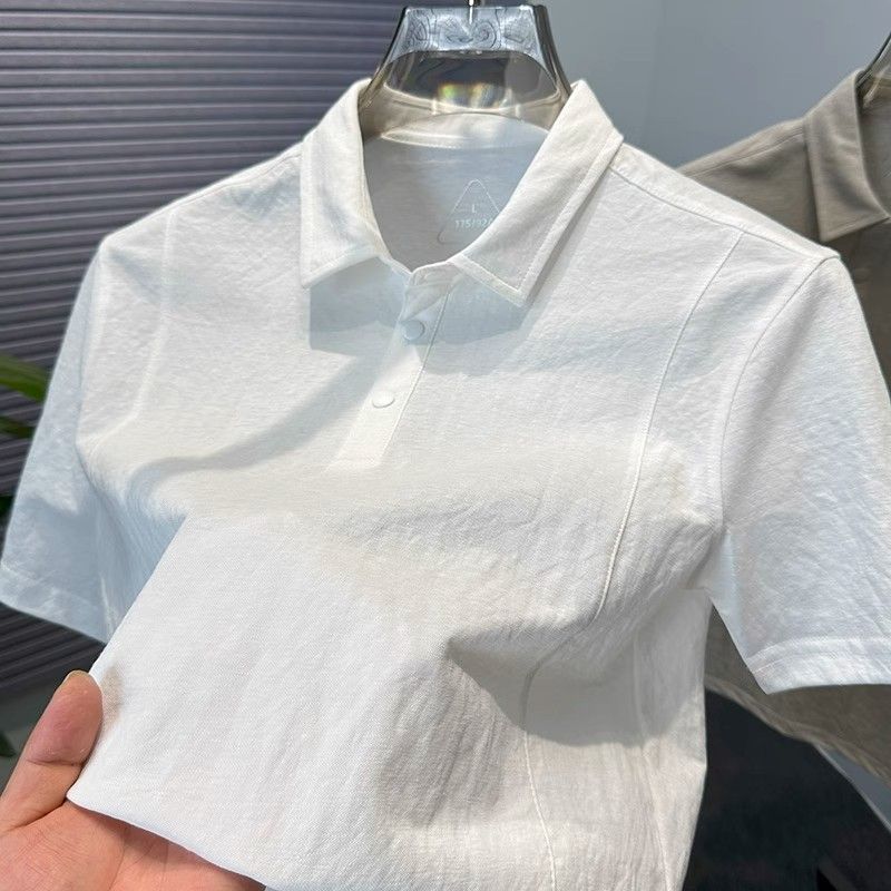 Áo sơ mi polo nam chất liệu lanh cotton thoáng mát, kiểu dáng rộng phù hợp mùa hè