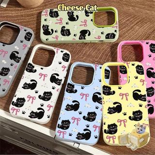 Nơ hồng mèo đen Vỏ điện thoại dành cho iPhone 14 15 16 13 12 11 Pro Max Xs Max XR 17 Air Vỏ iPhone màu hồng