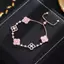 Vòng tay có thể điều chỉnh mạ bạc dành cho nữ - Vòng tay bốn lá Zircon Mother-of-Pearl Mạ vàng 24K - Kỷ niệm giao tiếp thanh lịch