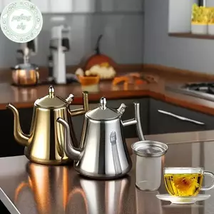 Nồi trà PUSKY 1L có bộ lọc Vàng Thier Ấm đun nước bằng thép không gỉ Khách sạn Nồi cà phê Nhà hàng Bếp cảm ứng Ấm đun nước trà VN