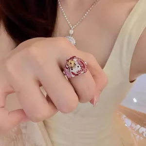Nhẫn kim cương đầy đủ Hello kt Cat