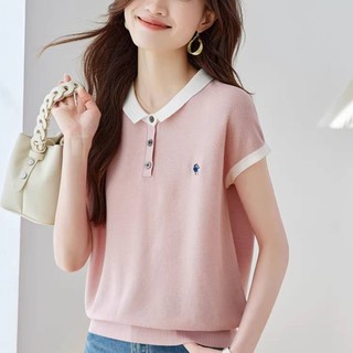 Áo sơ mi dệt kim mỏng tay ngắn phong cách mới, phù hợp cho mùa hè với thiết kế đơn giản dễ phối đồ.