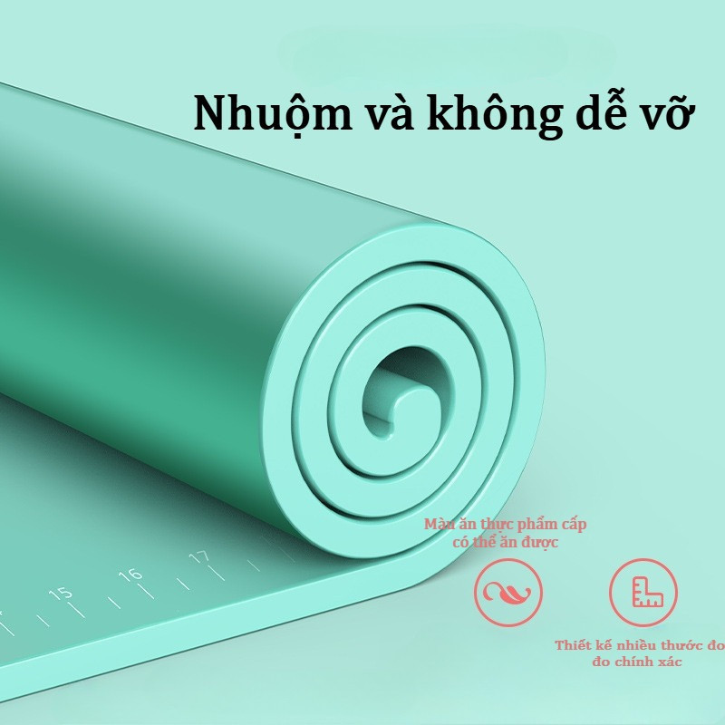 Thảm Nhào Bột Silicon 50x70cm Dày 4mm - Chống Dính Cao Cấp, An Toàn, Dễ Vệ Sinh, Lót Làm Bánh Quy & Nướng Bánh