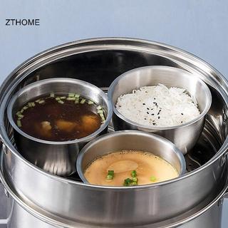 ZTHOME 304 Bát trứng hấp bằng thép không gỉ có nắp đậy Bộ đồ ăn nhà bếp Salad trái cây Món tráng miệng Bát súp Hộp đựng thực phẩm Mì gạo Bát HOT
