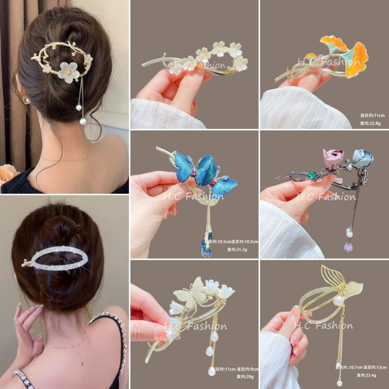 Kẹp Tóc Duoi Cá Tua Rua Với Ánh Sáng Sang Trọng Và Họa Tiết Bướm Xoắn - Phù Hợp Cho Làm Đẹp Đầu Sau