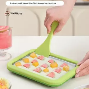 < WHPHous-t > Máy làm kem cuộn gia dụng Bánh Pudding sữa chua tự chế cho trẻ nhỏ bằng thép không gỉ Khuấy Khay đá chiên Máy chiên kem