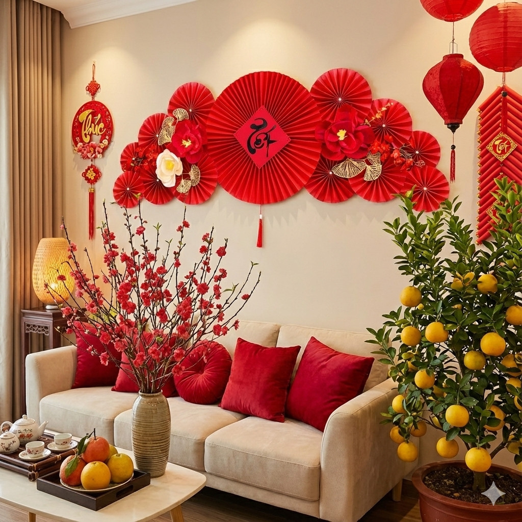 Set Phụ Kiện Trang Trí Nhà Tết Nguyên Đán, Phụ Kiện Decor Trang Trí Nhà Cửa Tết, Treo Tường May Mắn