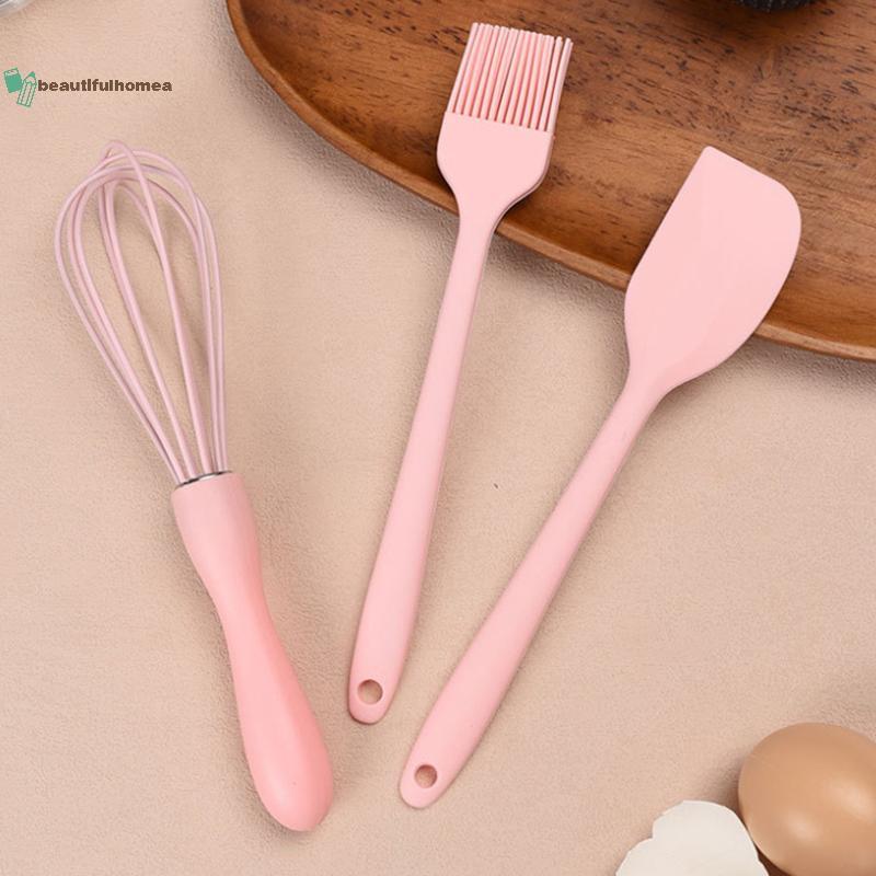 BeautifulHomeA 3 Cái / bộ Bộ Nướng Bánh Silicon Kem Thìa Cạp Nhà Bếp Hộ Gia Đình Đánh Trứng Thịt Nướng Dầu Bàn Chải Tiện Ích Đồ Dùng Nhà Bếp VN