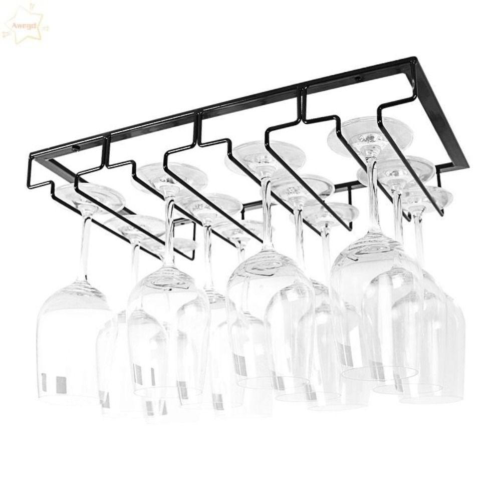Giá đỡ ly rượu treo tường AWNGD, Kệ đựng rượu vang nghệ thuật bằng sắt, Bảo quản cốc nho Giá đựng cốc màu đen Giá đựng kính hiển thị