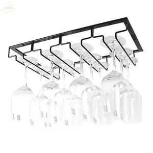 Giá đỡ ly rượu treo tường AWNGD, Kệ đựng rượu vang nghệ thuật bằng sắt, Bảo quản cốc nho Giá đựng cốc màu đen Giá đựng kính hiển thị