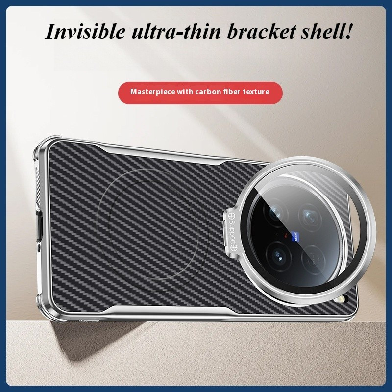 Ốp điện thoại cho Vivo X200 X100 Ultra / Pro mini X100S X200S Vỏ bảo vệ họa tiết sợi Carbon Được trang bị khung màng ống kính Túi khí mạ điện cao cấp Vỏ chống rơi