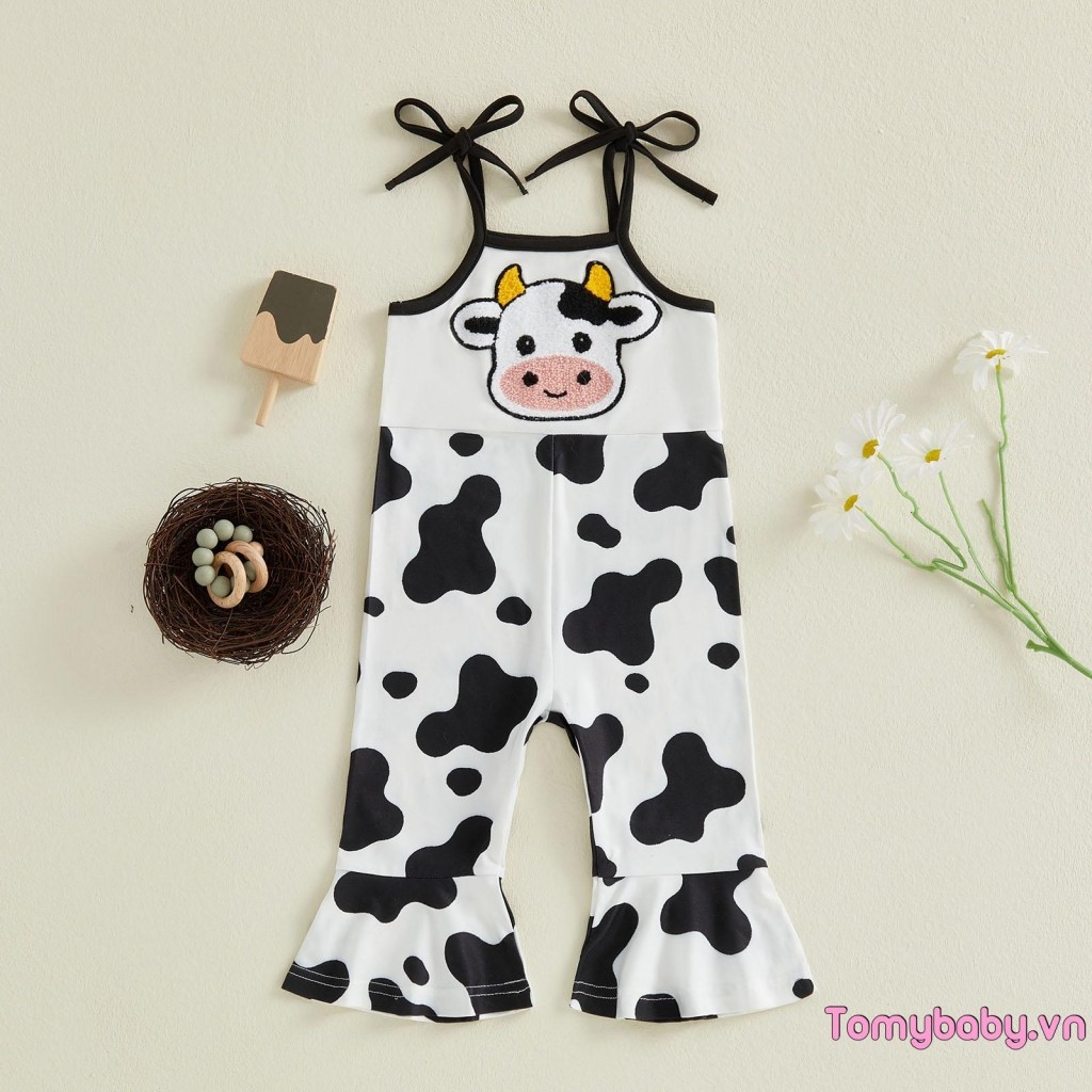 Trẻ Em Bé Gái Áo liền quần Không Tay Dây Đeo Vai Trang Trại Động Vật Thêu Romper