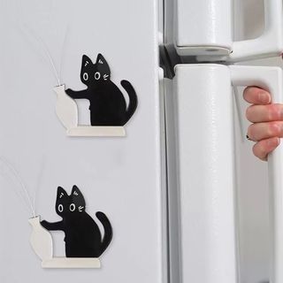 Tủ lạnh mèo JARREDIWWO, Acrylic Black Cat Pushing Cat Hair Collector, Cơ sở trang trí tưởng niệm thú cưng Mới lạ Sáng tạo Bình đựng tủ lạnh Trang trí văn phòng