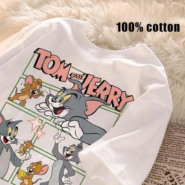 Thanh Toán Hàng Đôi Cổ Điển Họa Tiết Trẻ Em Áo Thun Mèo Chuột Dáng
