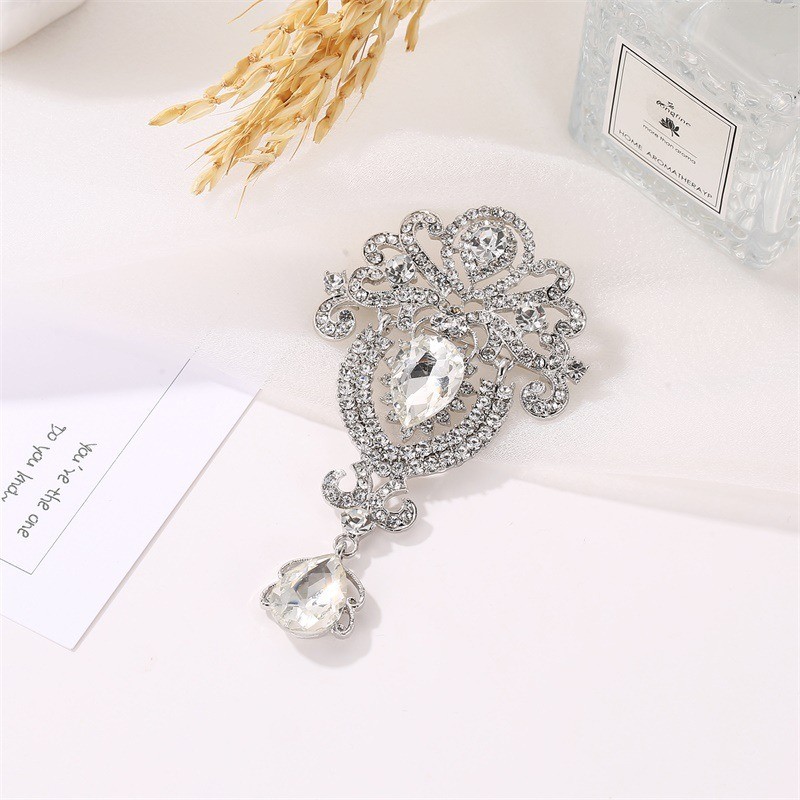 Trâm cài hình giọt nước pha lê, phù hợp áo khoác và vương miện thời trang