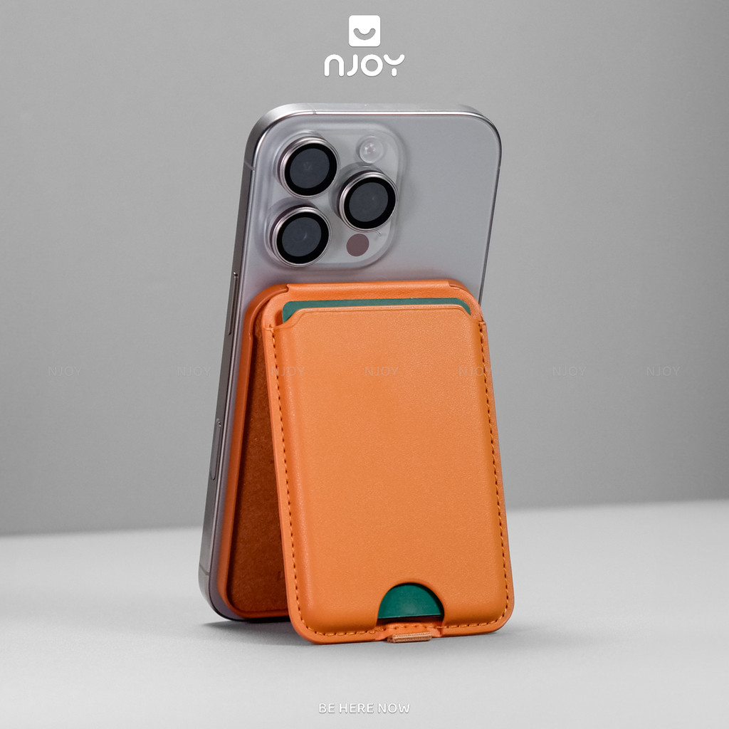 Ví Đựng Thẻ Hít Nam Châm Leather Kiêm Giá Đỡ Cho Điện Thoại iPhone 18 Pro Max 17 16 15 14 13 12