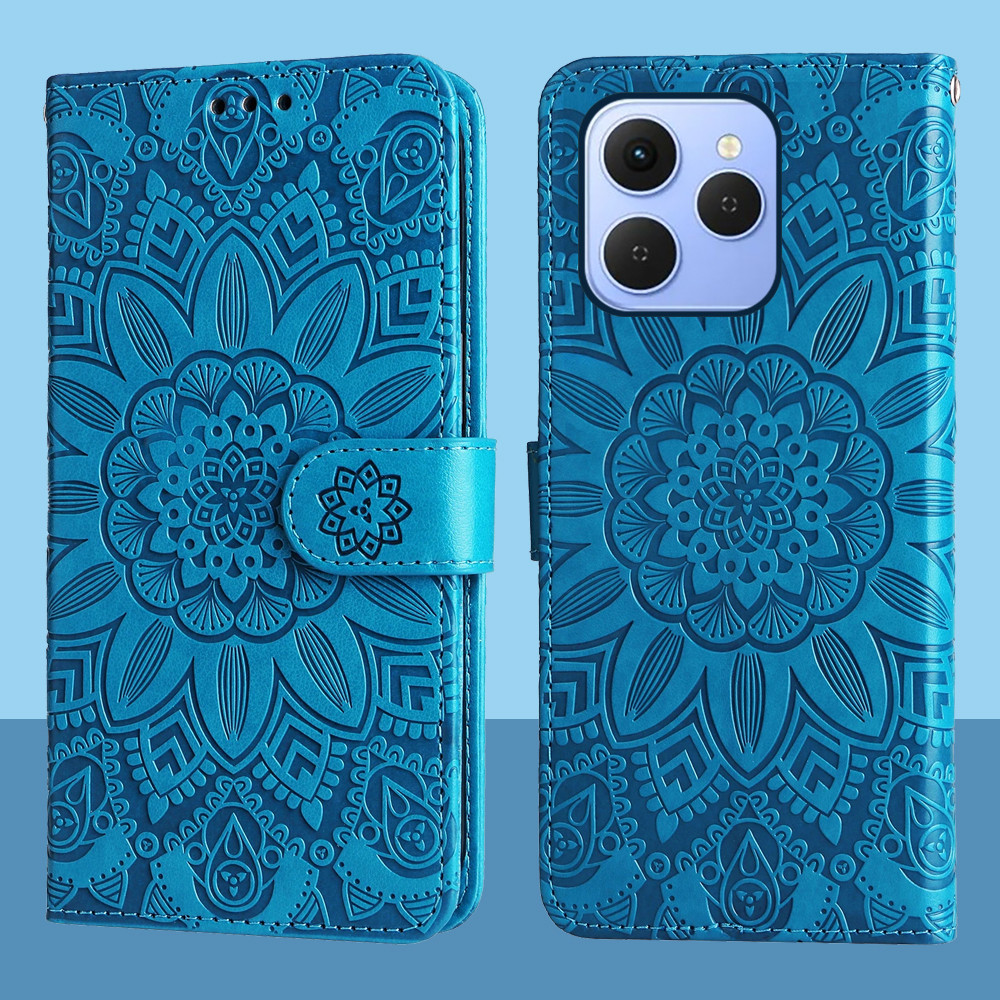 Ví da từ tính Flip Case cho Tecno Spark 40 4G KM5 Vỏ điện thoại hoa hướng dương dập nổi