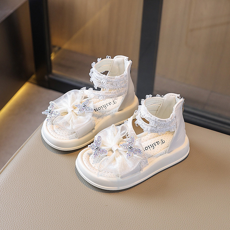 Giày Sandal Công Chúa Mới Dễ Thương Thích Hợp Cho Bé Gái Tiệc Đi Biển, Thiết Kế Ngọt Ngào Có Nơ