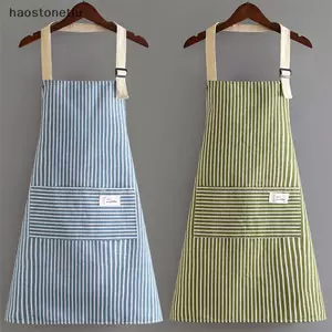 NS Không Tay Tạp Dề Thoáng Khí Treo Ne Tạp Dề Nhà Hàng Vải Lanh Cotton Đặc Biệt Vệ Sinh Nhà Bếp Tạp Dề Sọc Dọc NS
