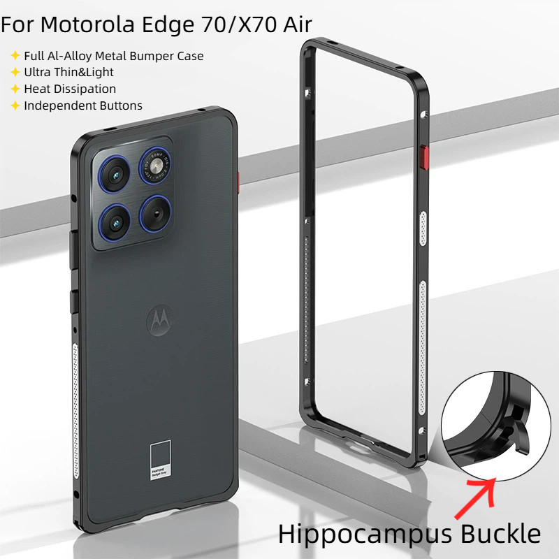 Siêu Mỏng Nhẹ Hippocampus Khóa Kim Loại Cản Khung Dành Cho Motorola Edge 70 Moto X70 Vỏ Điện Thoại Không Khí