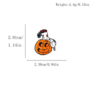 6 Cái / bộ Dễ Thương Snoopy Halloween Bí Ngô Kim Loại Giọt Dầu Quần Áo Túi Trang Trí Pin