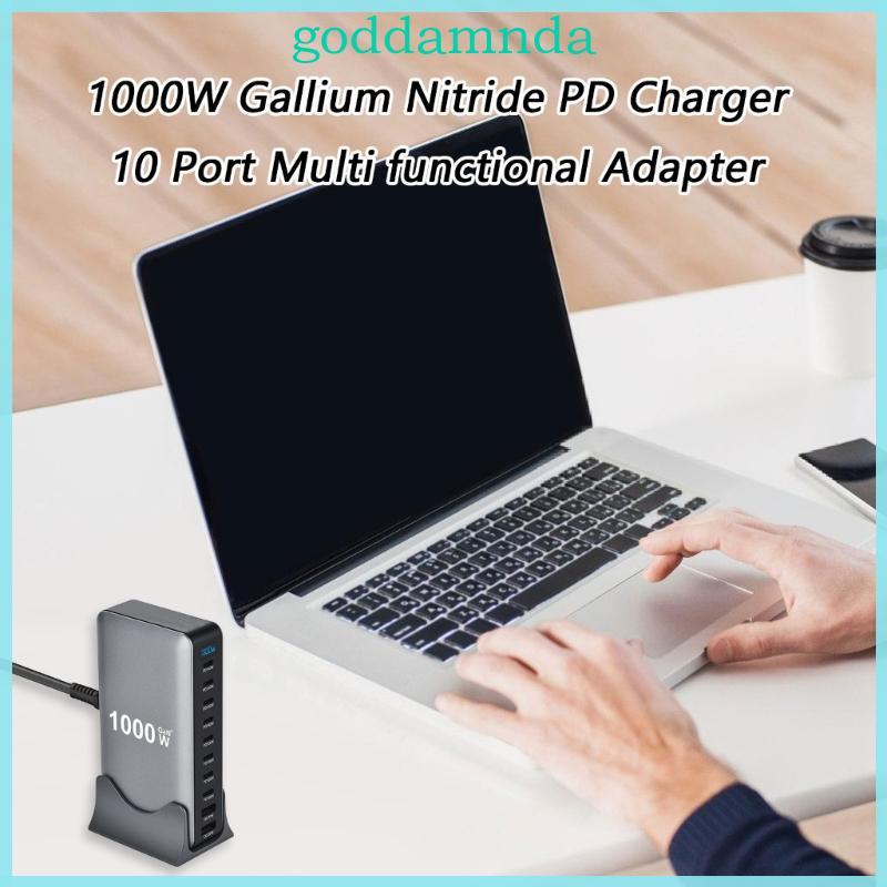 GODD 1000W Gans PD Sạc Nhanh 10Port Trạm Sạc Nhanh Chất Liệu ABS Bộ Chuyển Đổi Nguồn Đa Thiết Kế Độ Bền