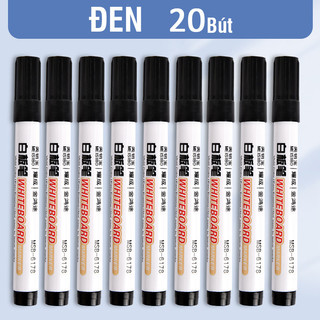Bút lông viết bảng cao cấp màu đen xanh, bộ 20 cái xoá được linh hoạt, viết bút đánh dấu tiện lợi và bền màu